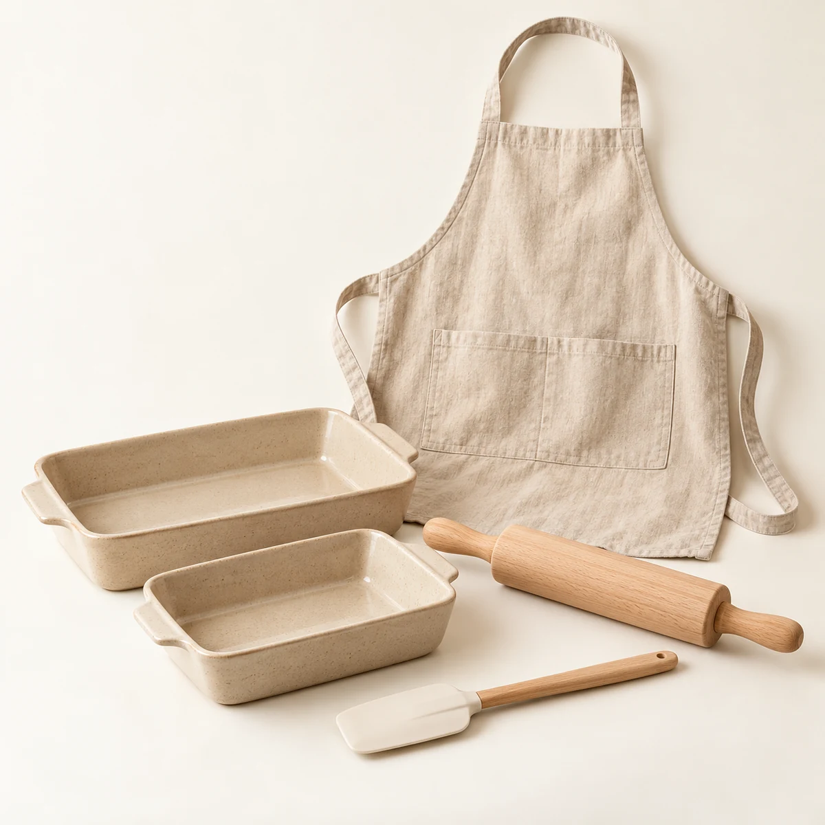 Weekend Baking Collection in Sand / oatmeal / natural wood