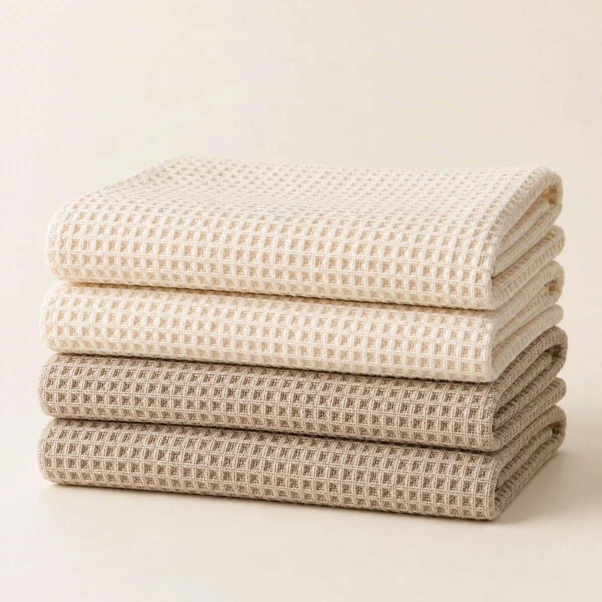 Waffle Kitchen Towel Set in Cream / oatmeal
